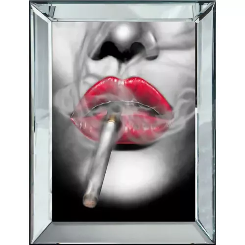 Rode lippen met B&W 60x80x4.5cm