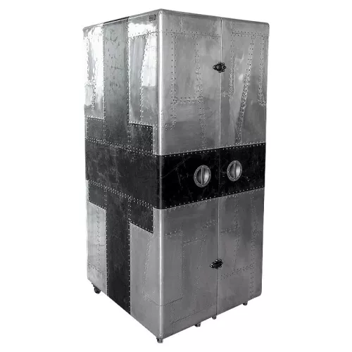 Payaa Vliegtuig Wijnkast Sussex 86x80x177cm met zwart leer (102319)