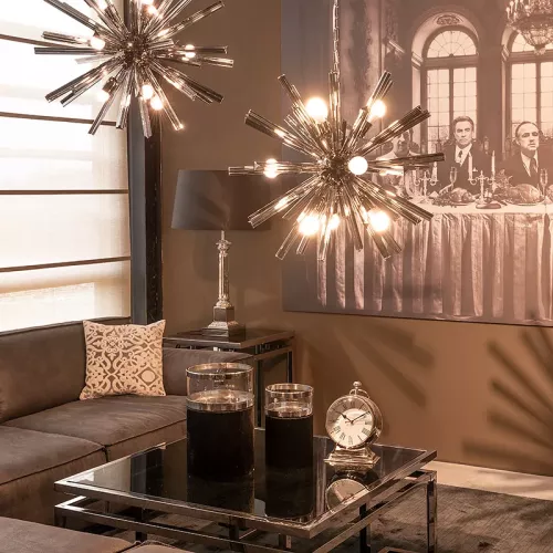 Payaa Tafellamp 18x18x67cm met zwarte kap zilver classic (112585)