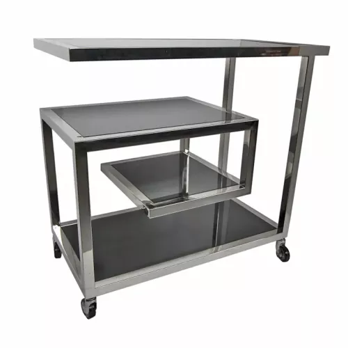 Bar Trolley Wesson 83x42x78cm zilver Zwart Glas