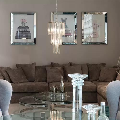 Payaa Plafondlamp kroonluchter 35x35x68cm zilverglas (111725)