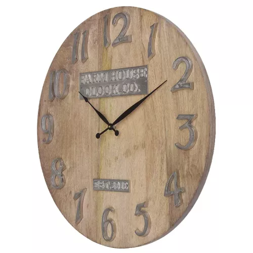 Wandklok 61x61x4cm hout vintage