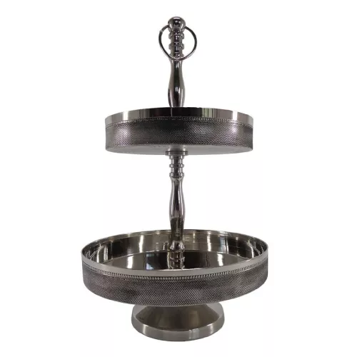 Etagere 2 laags Aurora 25x25x42cm zilver