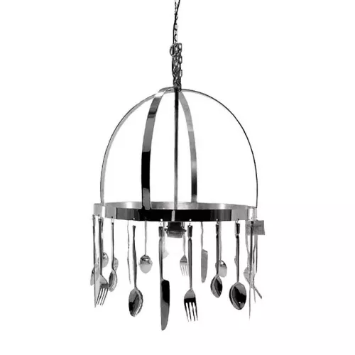 Plafondlamp 42x42x60cm gemaakt van bestek